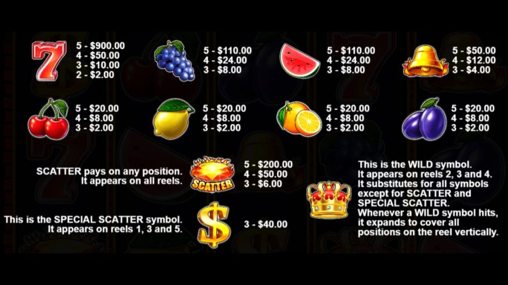 MyGame - Crown of Fire Slot - Paytable - mygame22